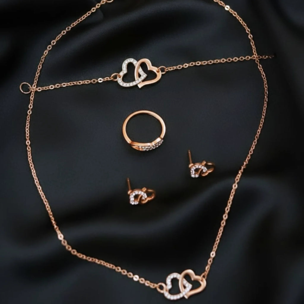 Golden Heart Pendant Set